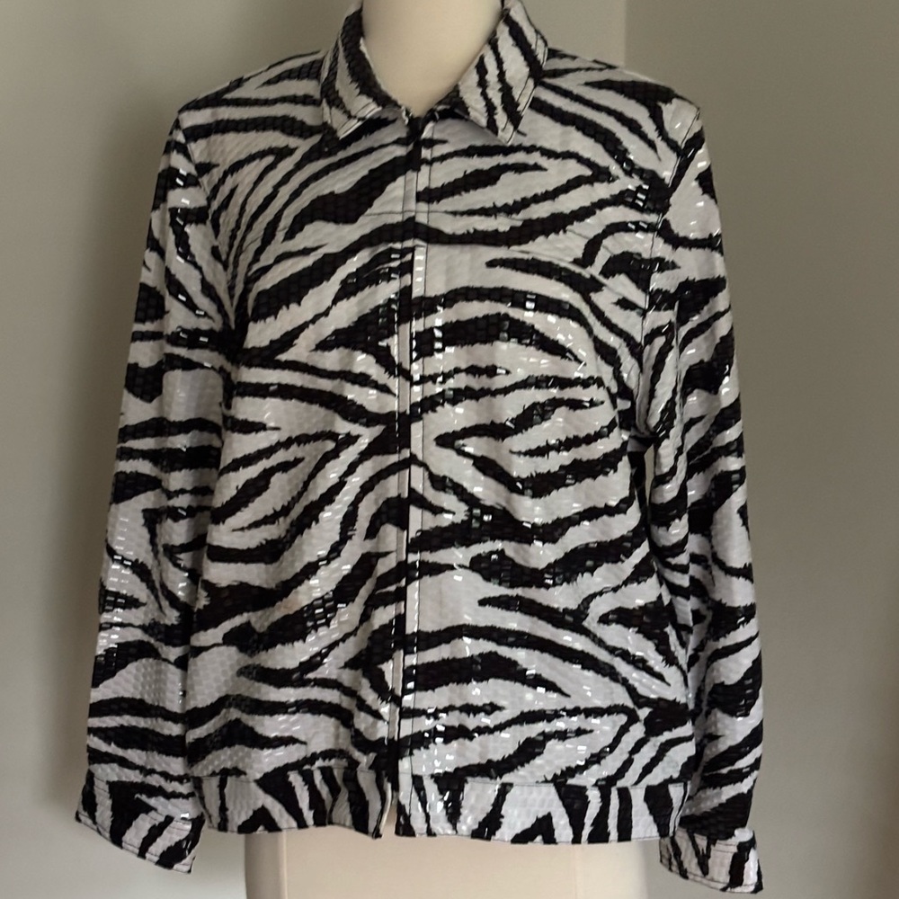 Zebra Print Sequin Jacket